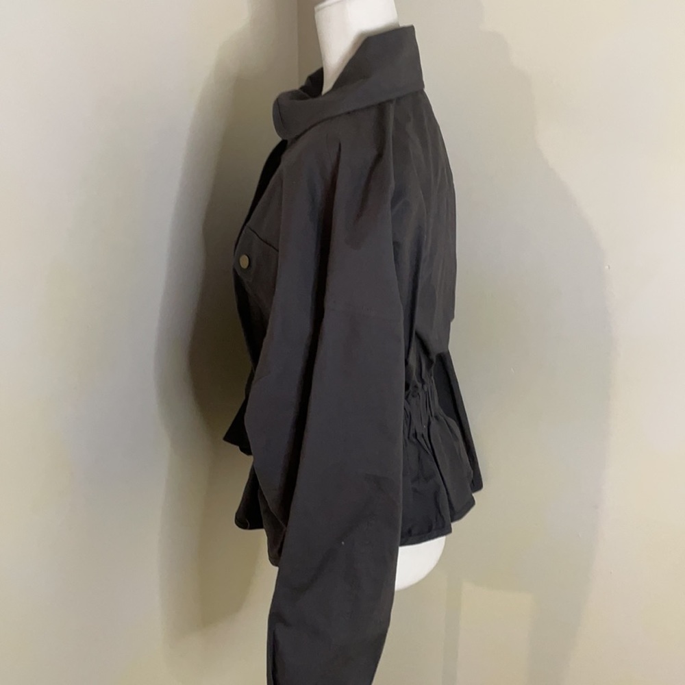 NWOT Anthropologie Dolman Sleeve Grey Utility Moto Jacket Size M cinched waist - Picture 5 of 7